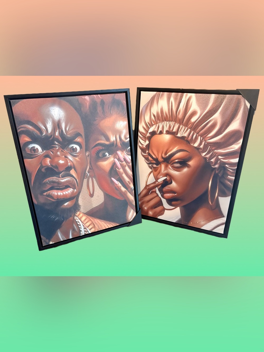 Funny Bathroom Wall Art Canvas in Frame Set